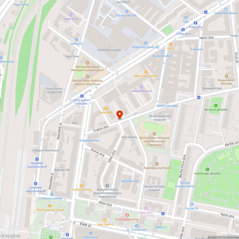 Fraknó utca 40 közelében víznyelő hiba bejelentés helye