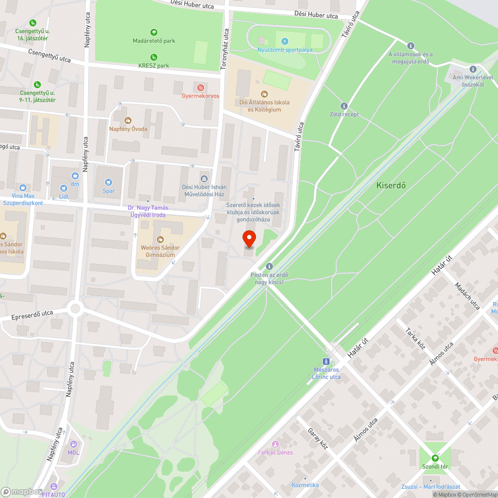 Megdöntött nem működő lámpaoszlop bejelentés helye