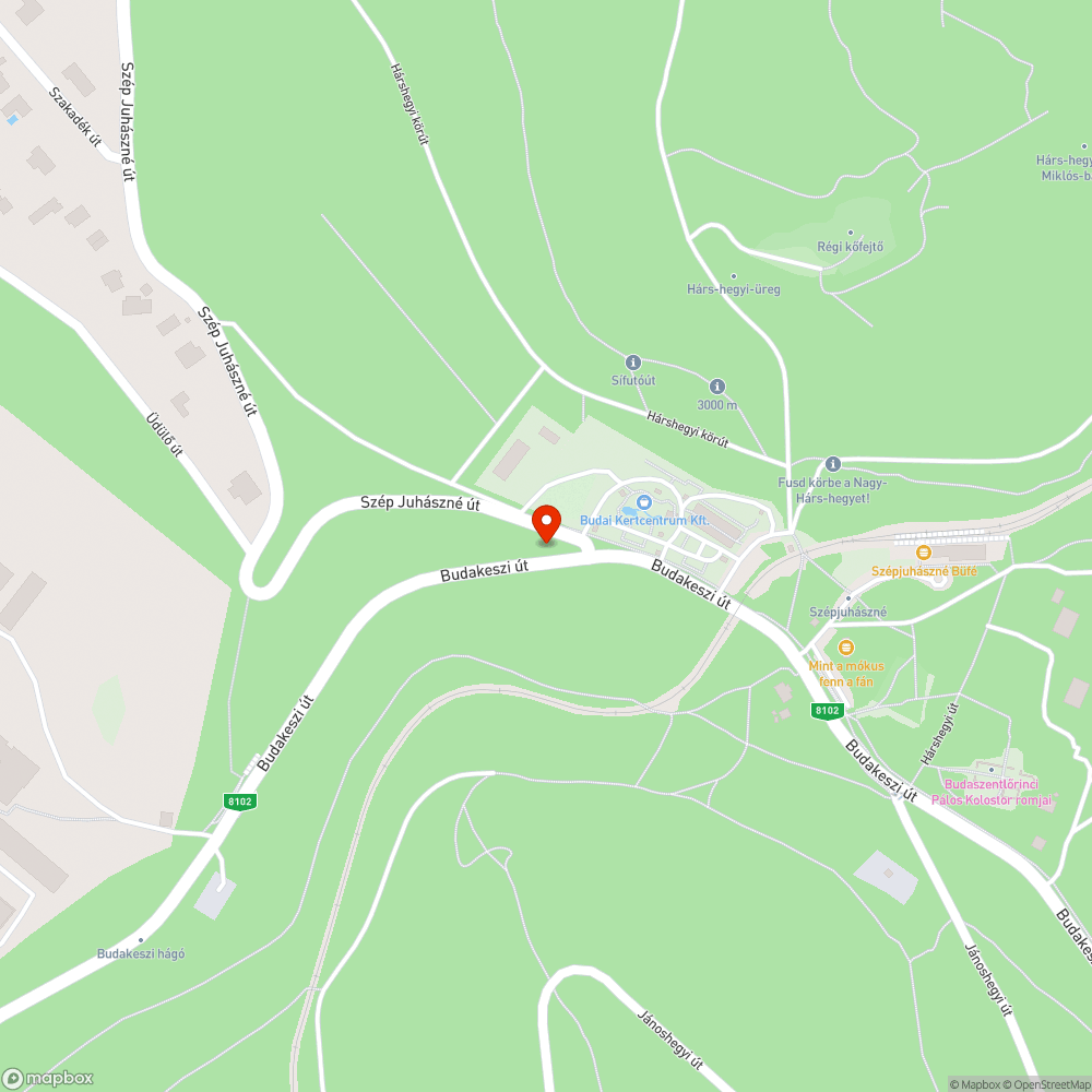 Kátyú a Budakeszi úton bejelentés helye