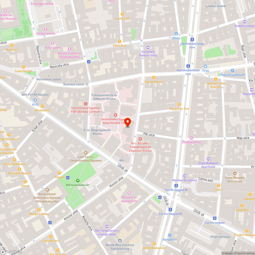 Szemészeti Klinika elött hiányos közmű bejelentés helye