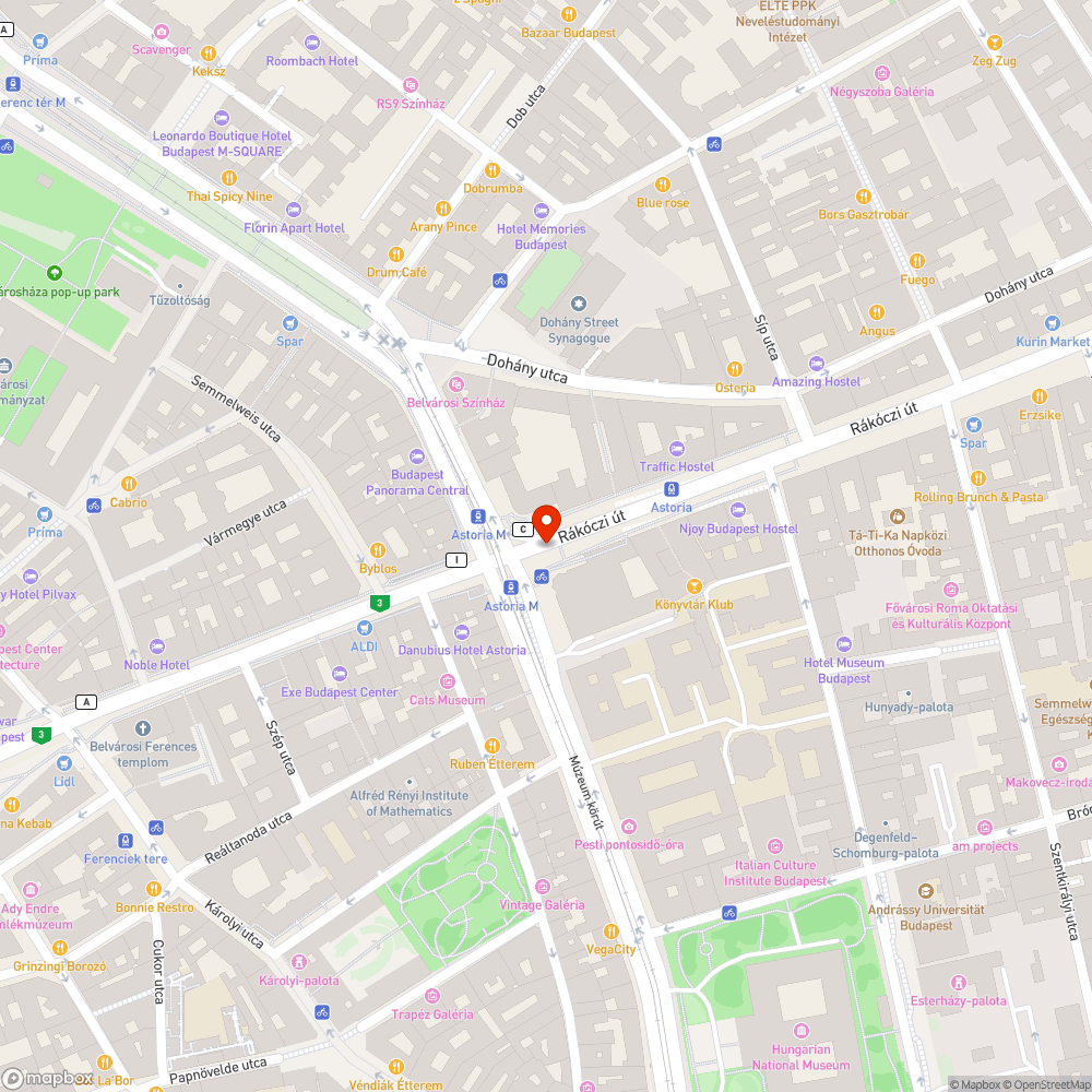 Astoria aluljáró - balesetveszélyes burkolat bejelentés helye