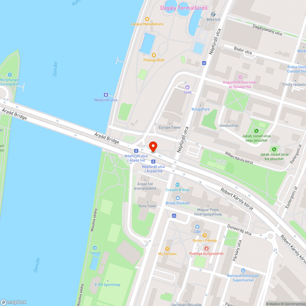 Népfürdő utca / Árpád híd lépcső sérülés bejelentés helye