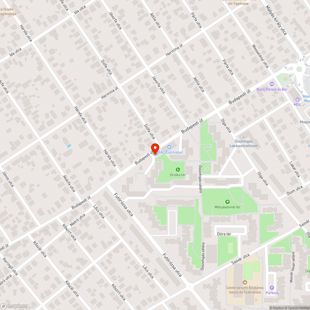 Kiszáradt fa bejelentés helye