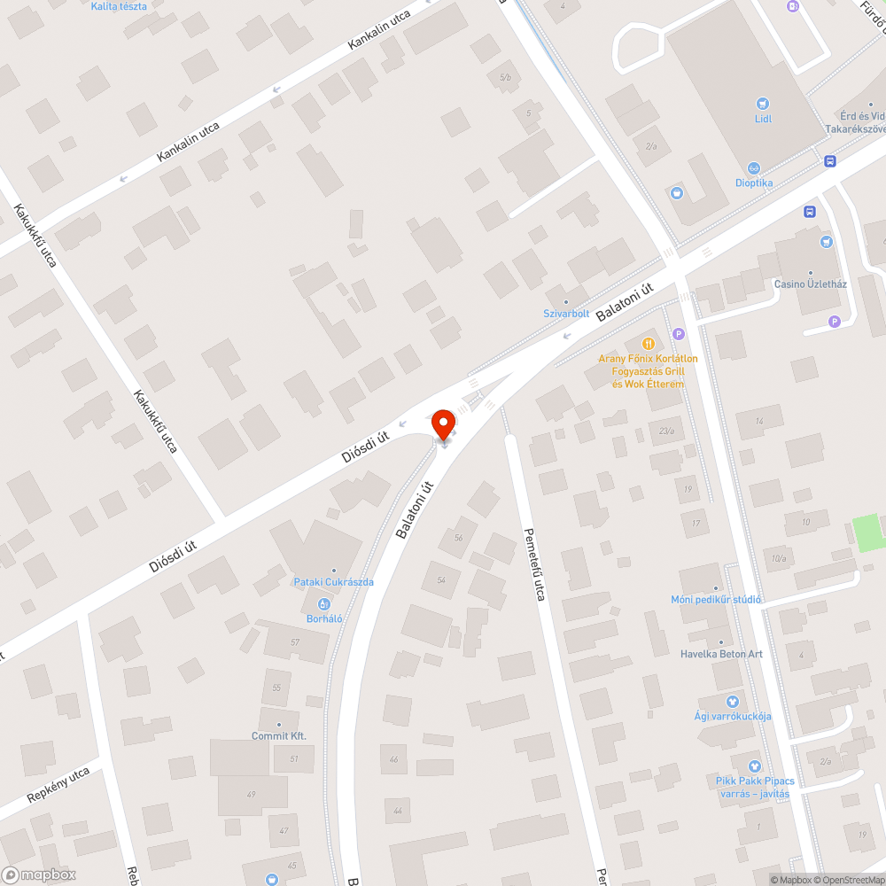 Diósdi út/Balatoni út kiegészítő lámpa nem működik bejelentés helye