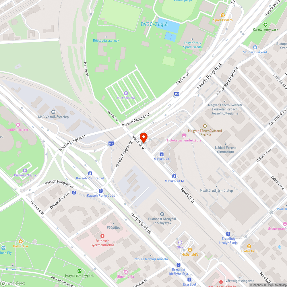 A Mexikói út és Hungária krt. közötti terület szemetes bejelentés helye