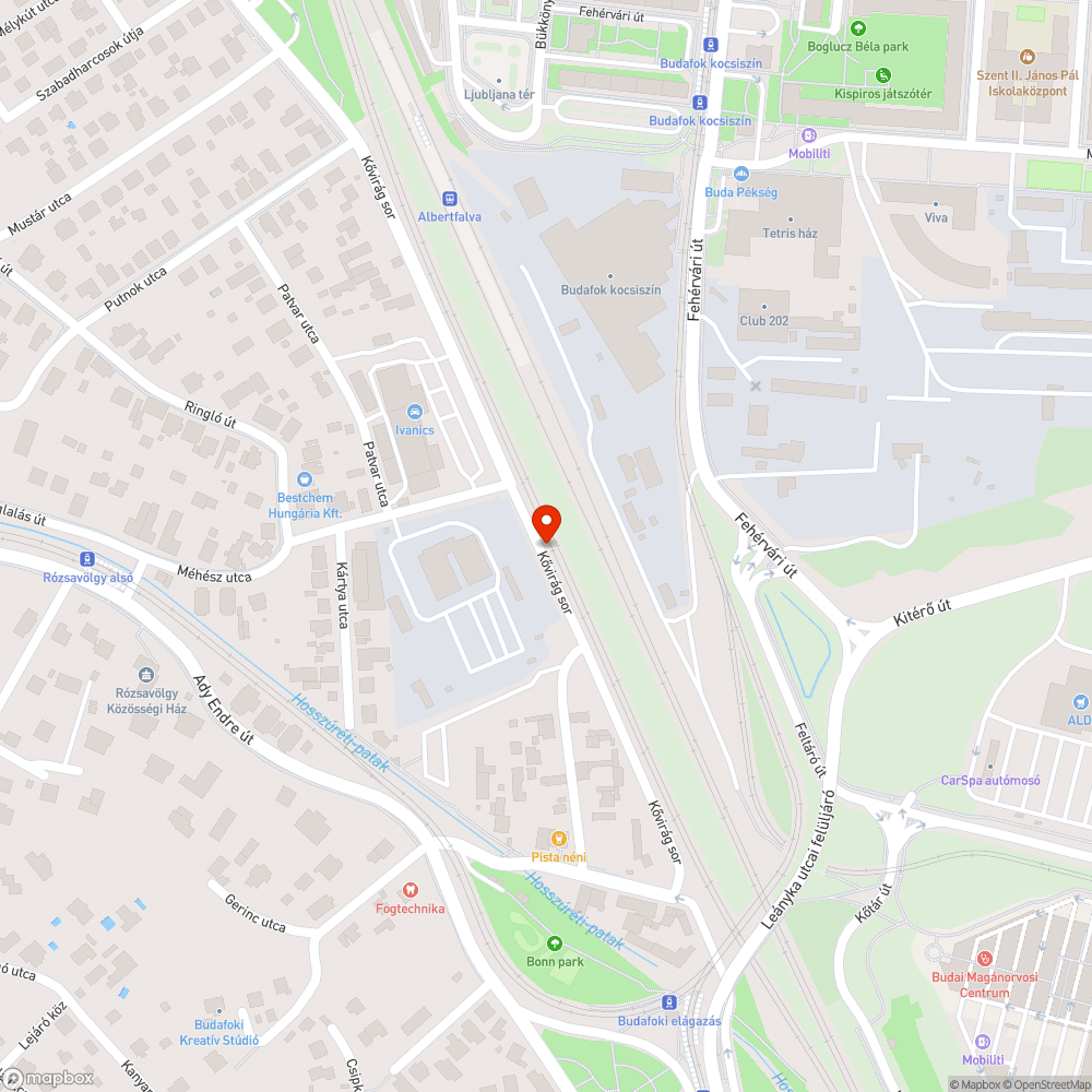 Kővirág sor-Méhész utca sarok környékének útburkolata bejelentés helye