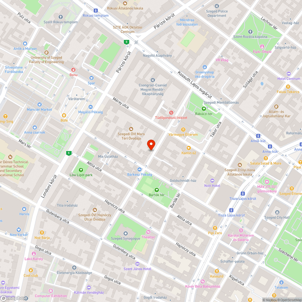 Kátyús belvárosi utca bejelentés helye