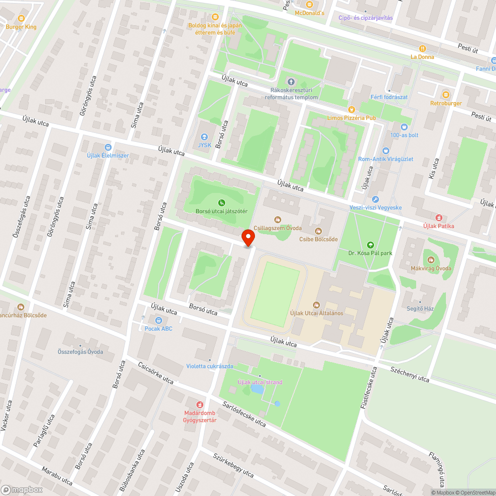 Fedlapok, járda bejelentés helye