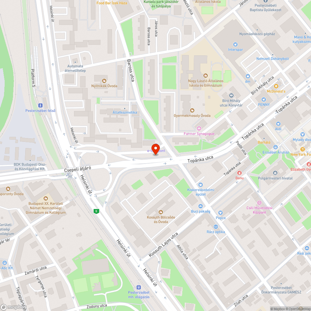 Bp. XX. Baross utcai buszmegálló kátyú bejelentés helye