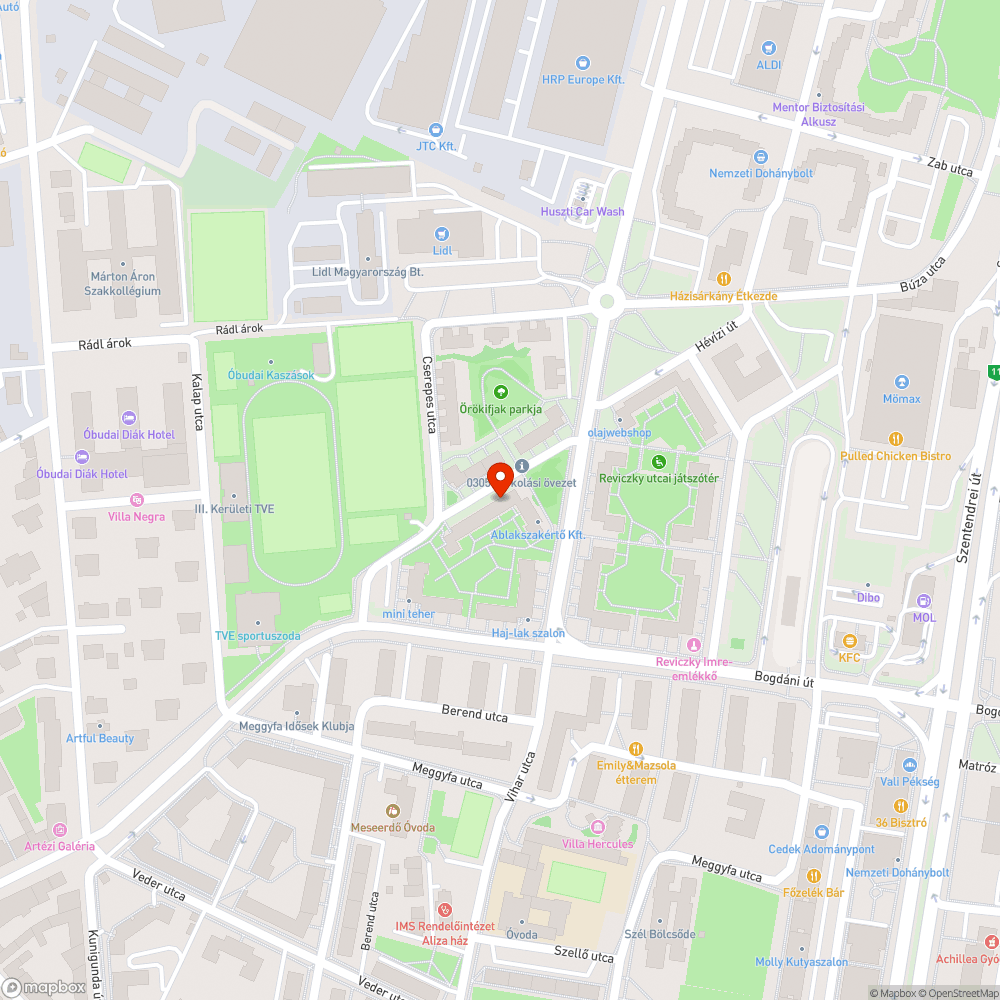 Hévízi út 19 szemèt bejelentés helye