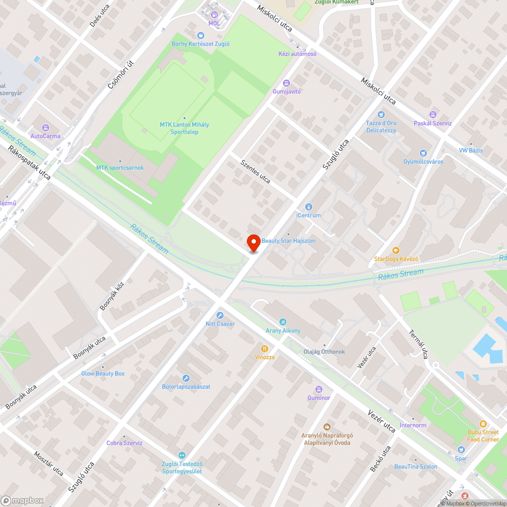 Szugló utca-Rákospatak utca sarkán hiányzó járda aszfaltozás bejelentés helye