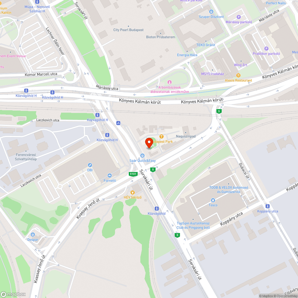 Budapest Park zajszennyezése bejelentés helye