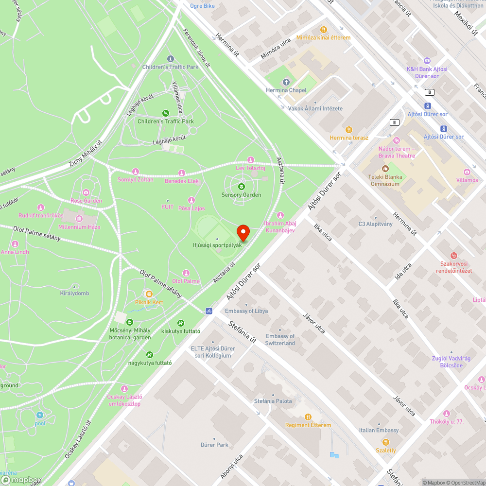 Városligeti Ifjúsági Sportpályák bejelentés helye