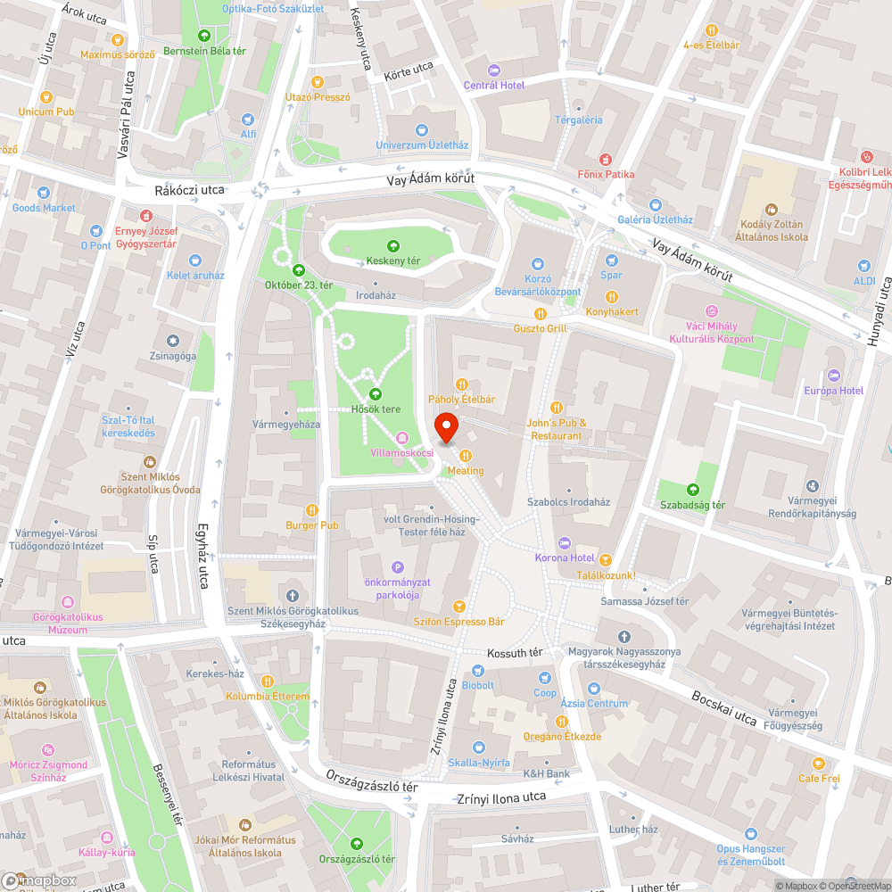 Sétáló utcában parkoló kocsi bejelentés helye