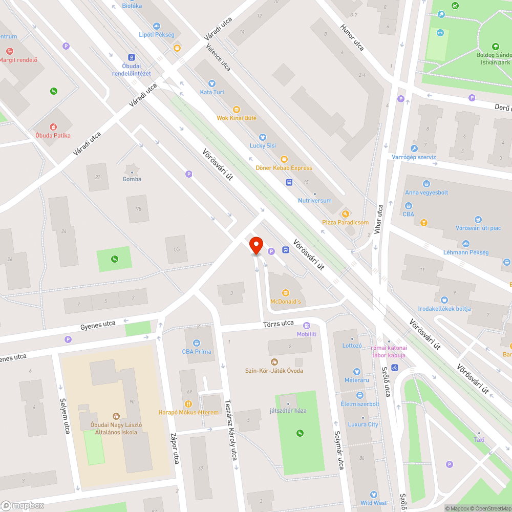 Törzs utca kátyúzása bejelentés helye