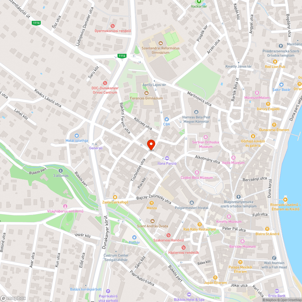 Fulco deák és a Rákócz Ferenc utca kereszteződés kátyú bejelentés helye