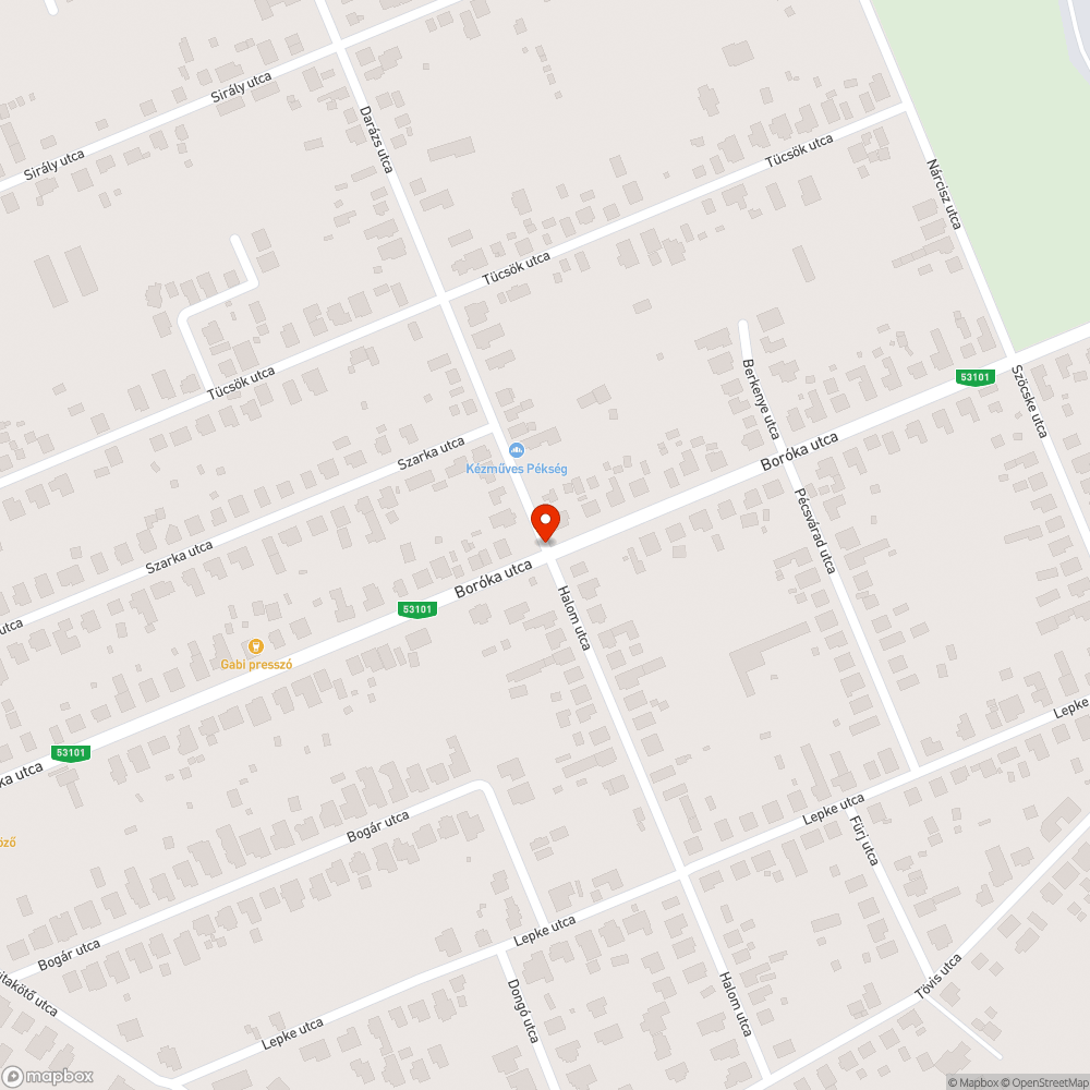 Kecskemét Darázs - Boróka utca kátyú bejelentés helye