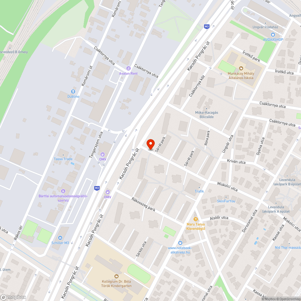 Balesetveszélyes kátyú a Sárrét park utcán bejelentés helye