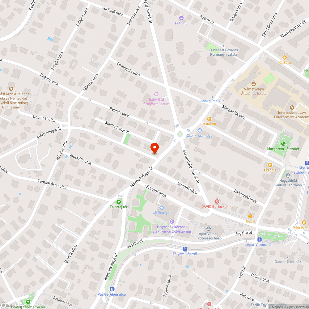 Mártonhegyi út 60. leszakadt ág bejelentés helye