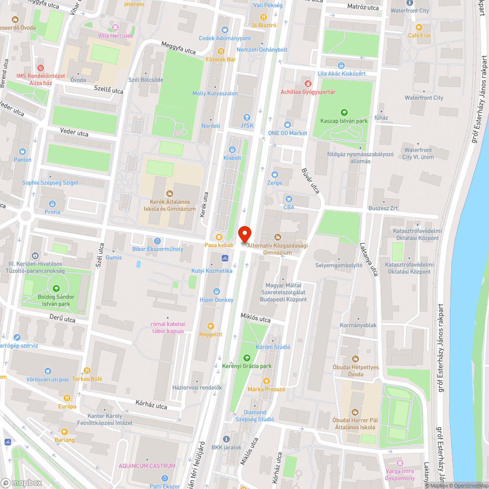 Szentendrei út - Raktár utca kereszteződés (gyalogosok) bejelentés helye