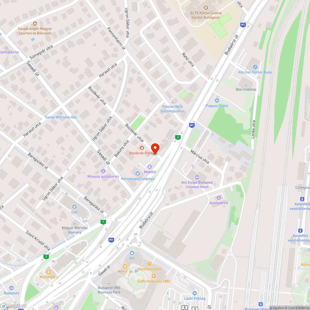 Budaörsi út - Bozókvár utca olajos kannák bejelentés helye