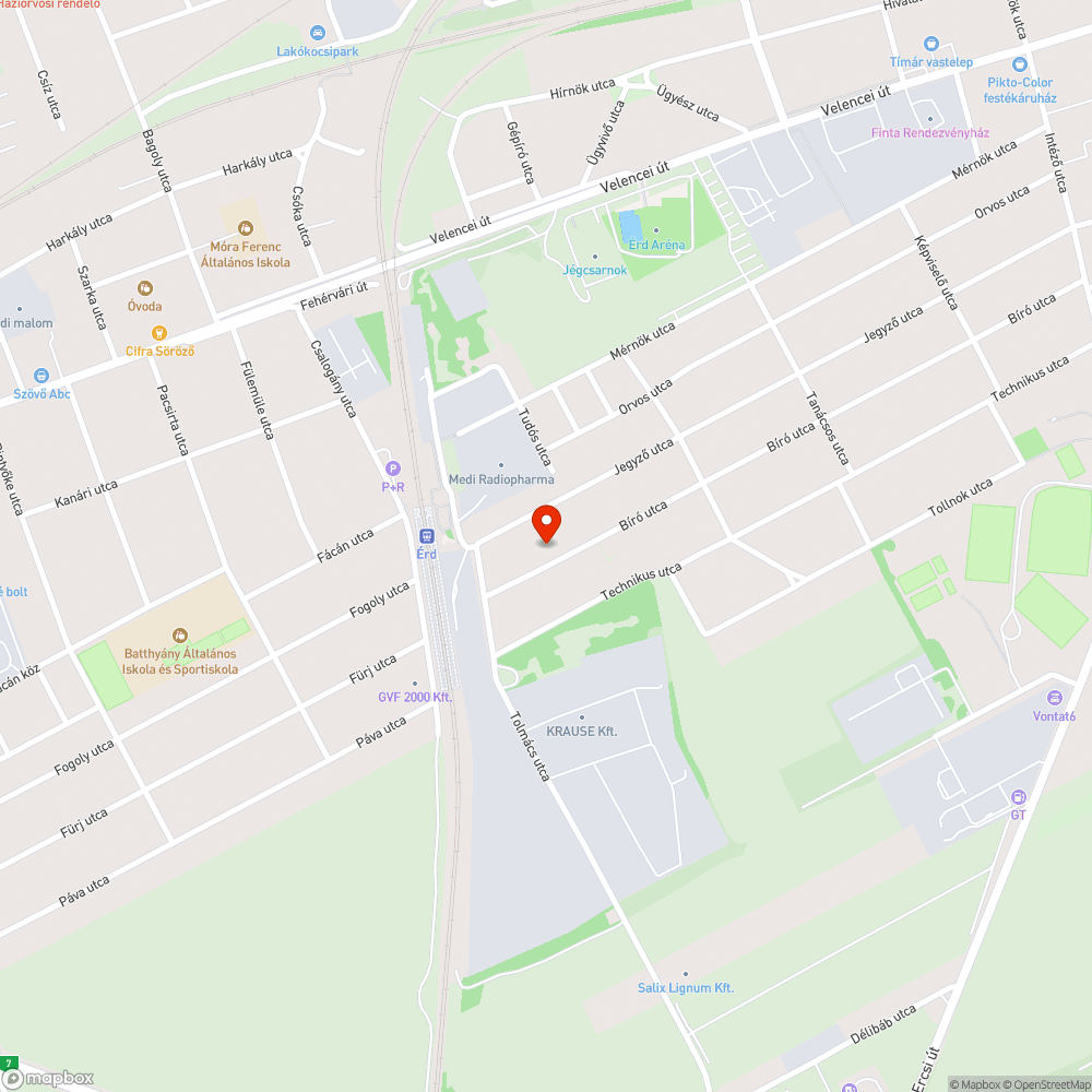 A Bíró utca a Jegyző -Tolmács utcák között szétesett bejelentés helye