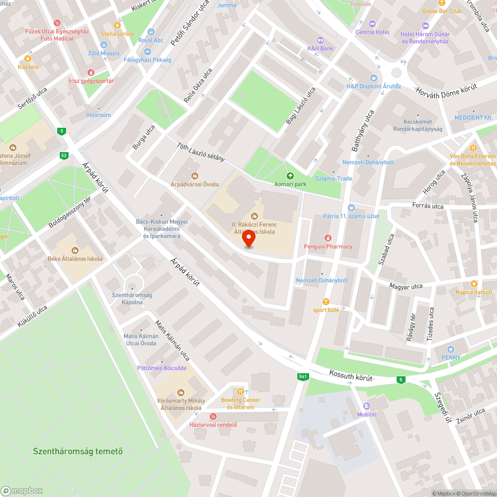 Úthiba bejelentés helye