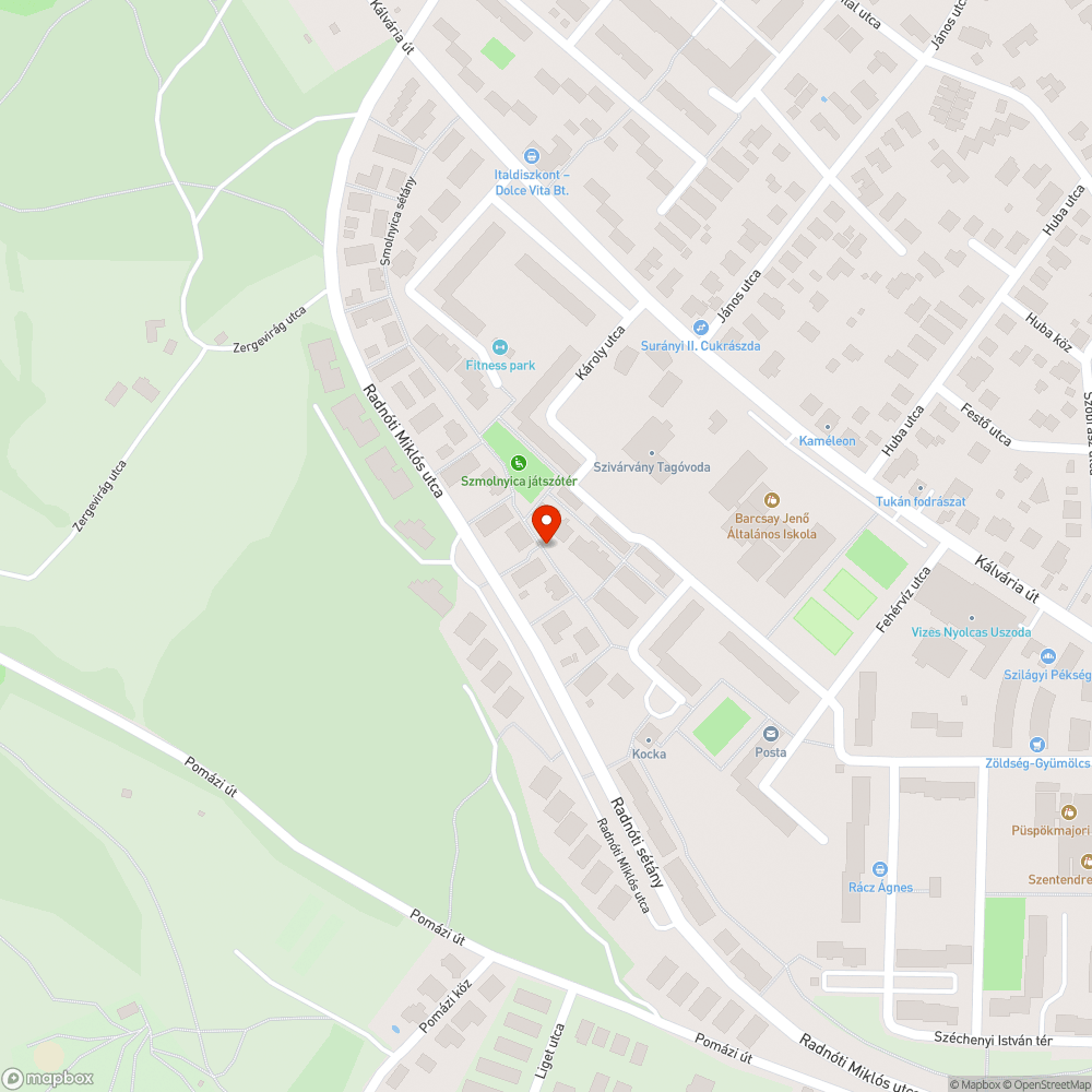 Ápolatlan, gazos terület,  belógó bokrok/fák a Szmolnyica sétányon bejelentés helye