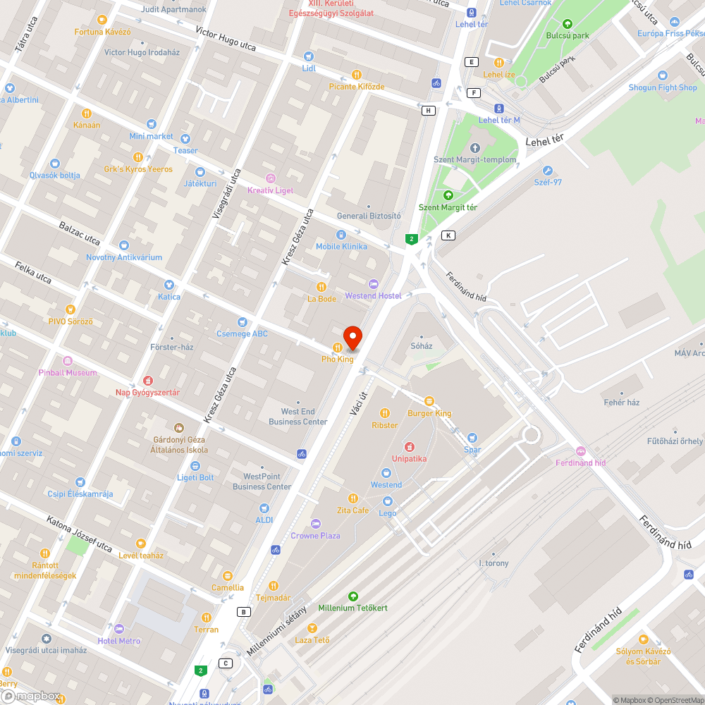 Váci úti kerékpárúlt bejelentés helye