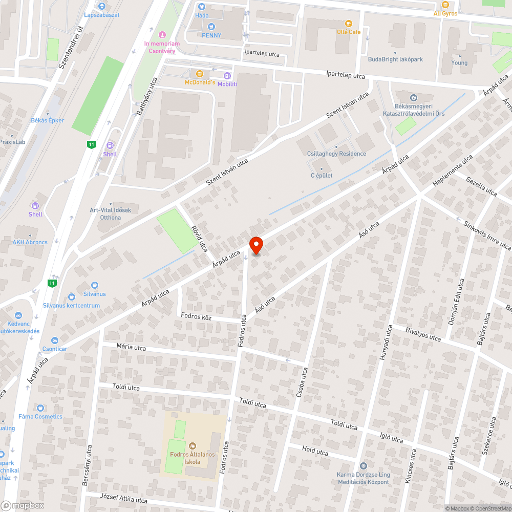 1039 Budapest Árpád és Fodros utca sarok bejelentés helye