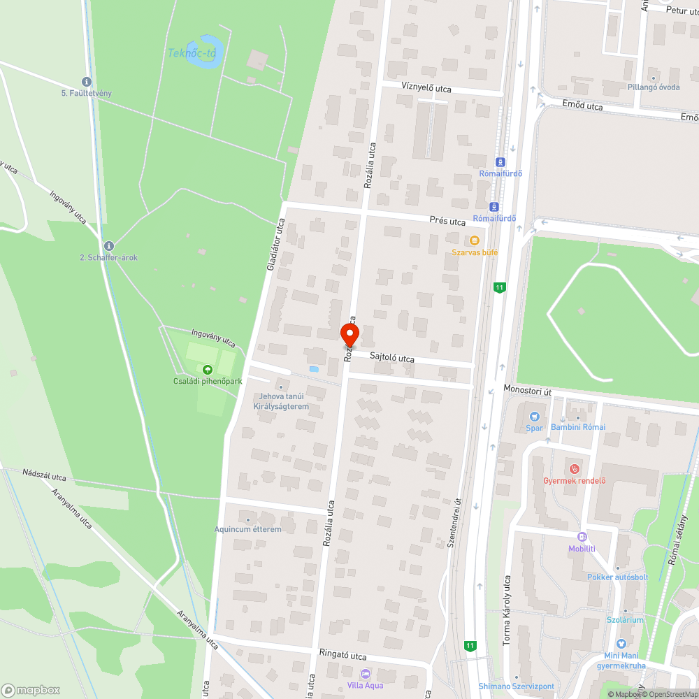 Rozália utca = kátyú bejelentés helye