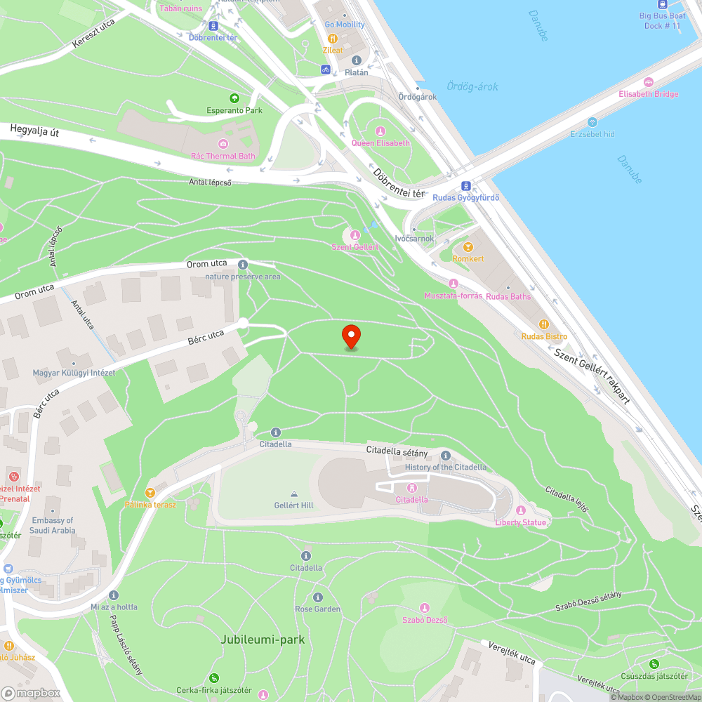 Szent Gellért szobor és Citadella közötti területen szemét bejelentés helye