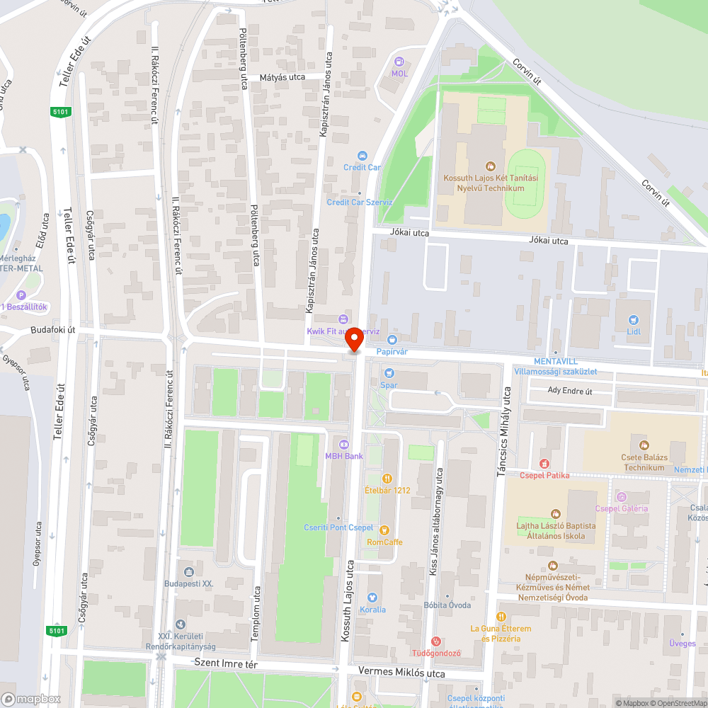 Nagyon rossz minőségű, kátyús, töredezett útszakasz bejelentés helye