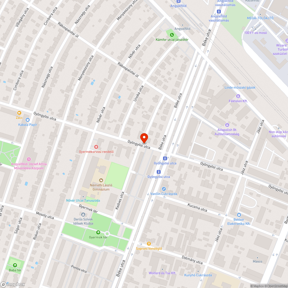 Elpusztult facsemete a Gyöngyösi utca 80-nál bejelentés helye