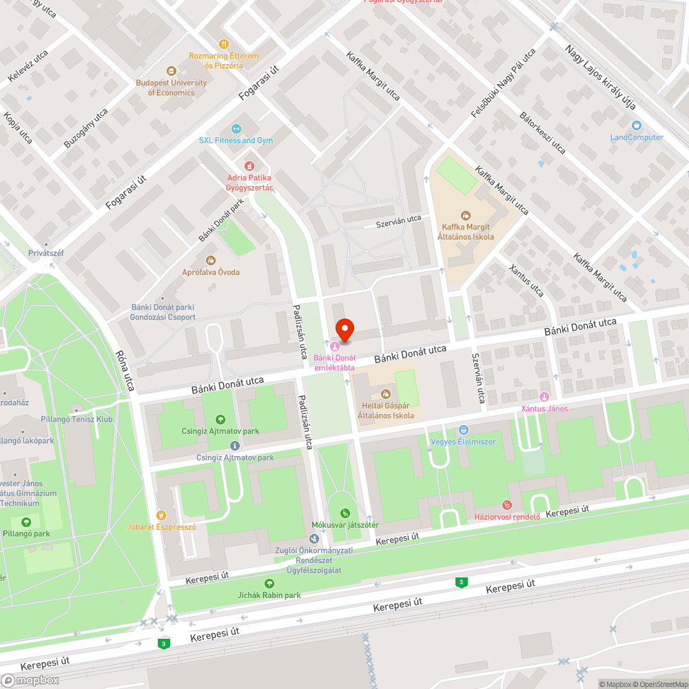 A Bánki Donát utcában kátyúk bejelentés helye