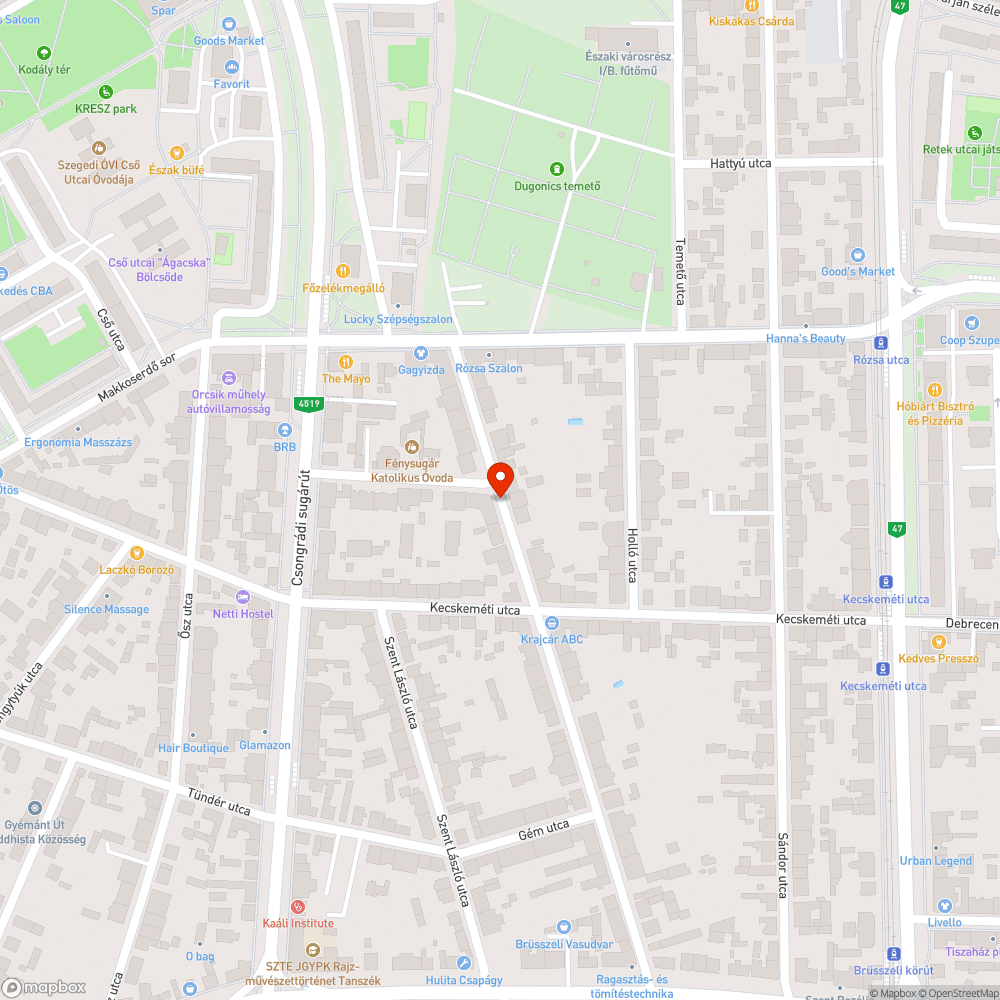 Kátyúk bejelentés helye