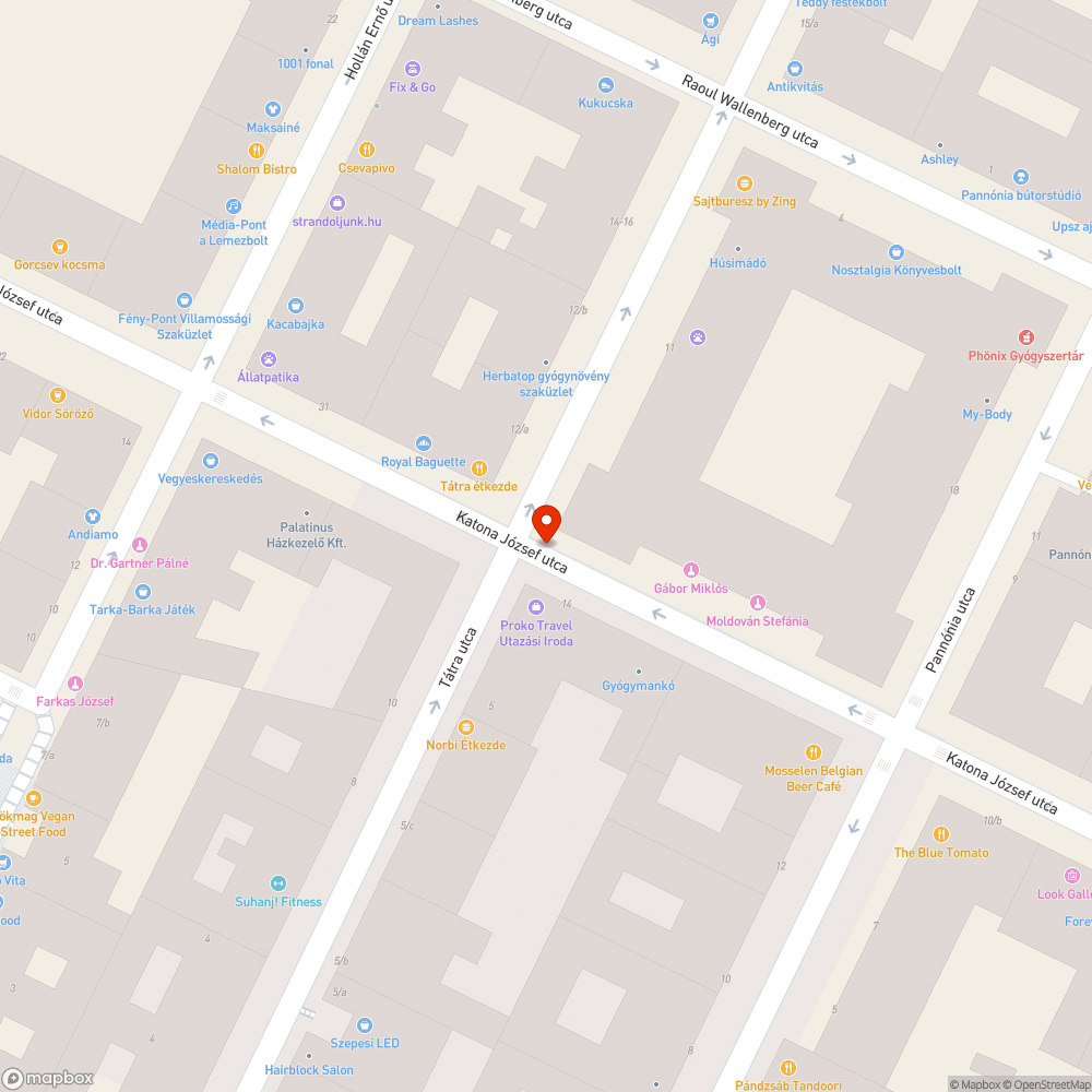 A Katona J. utca és a Tátra u sarkán kiesett kerítéselem bejelentés helye