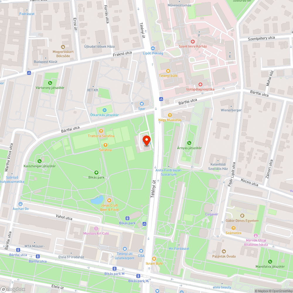 Elszáradt kisebb és közepes fák a Bikás parkban bejelentés helye