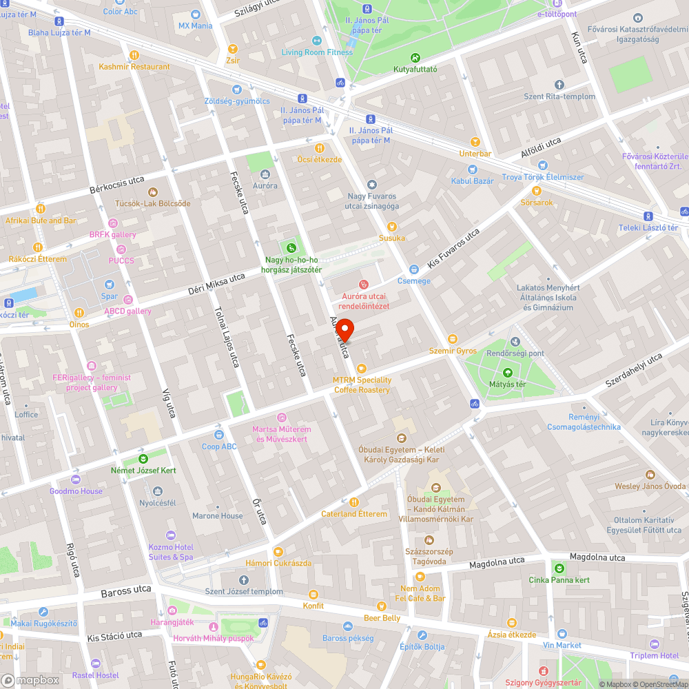 Beszakadt úttest az Auróra utca 34 előtt bejelentés helye