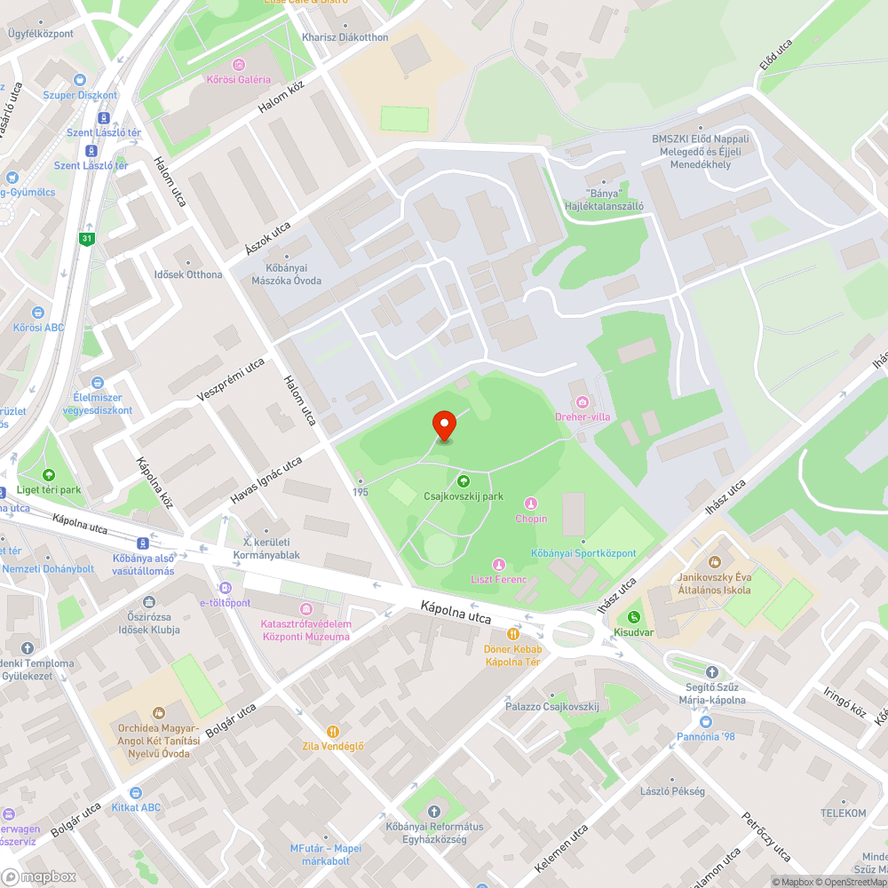 Zöldhulladék a parkban bejelentés helye