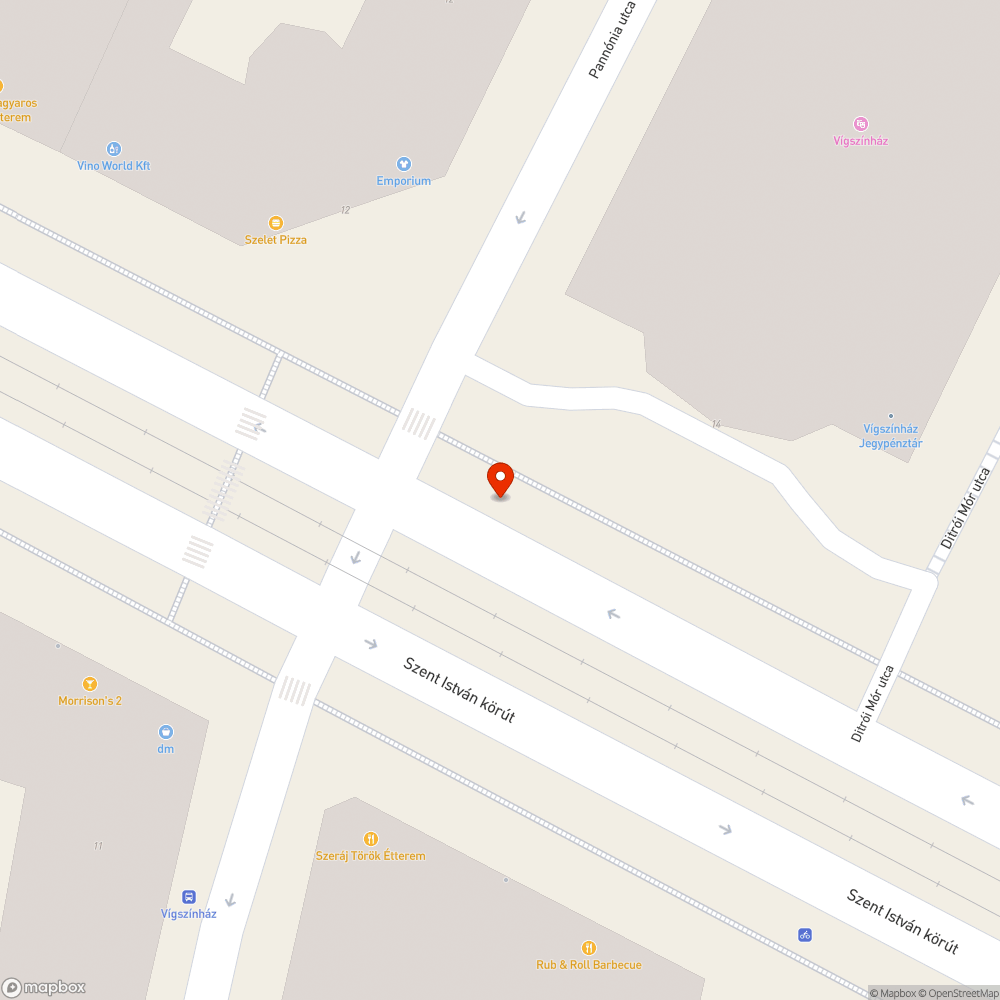 Balesetveszélyes csavarok a Vígszínház előtt bejelentés helye