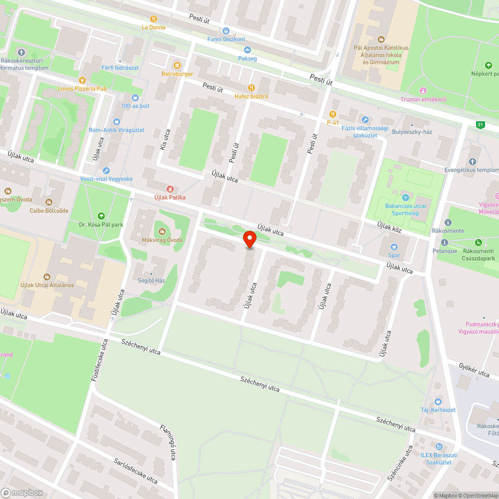 Kátyú a XVII.kerület Újlak utcában bejelentés helye