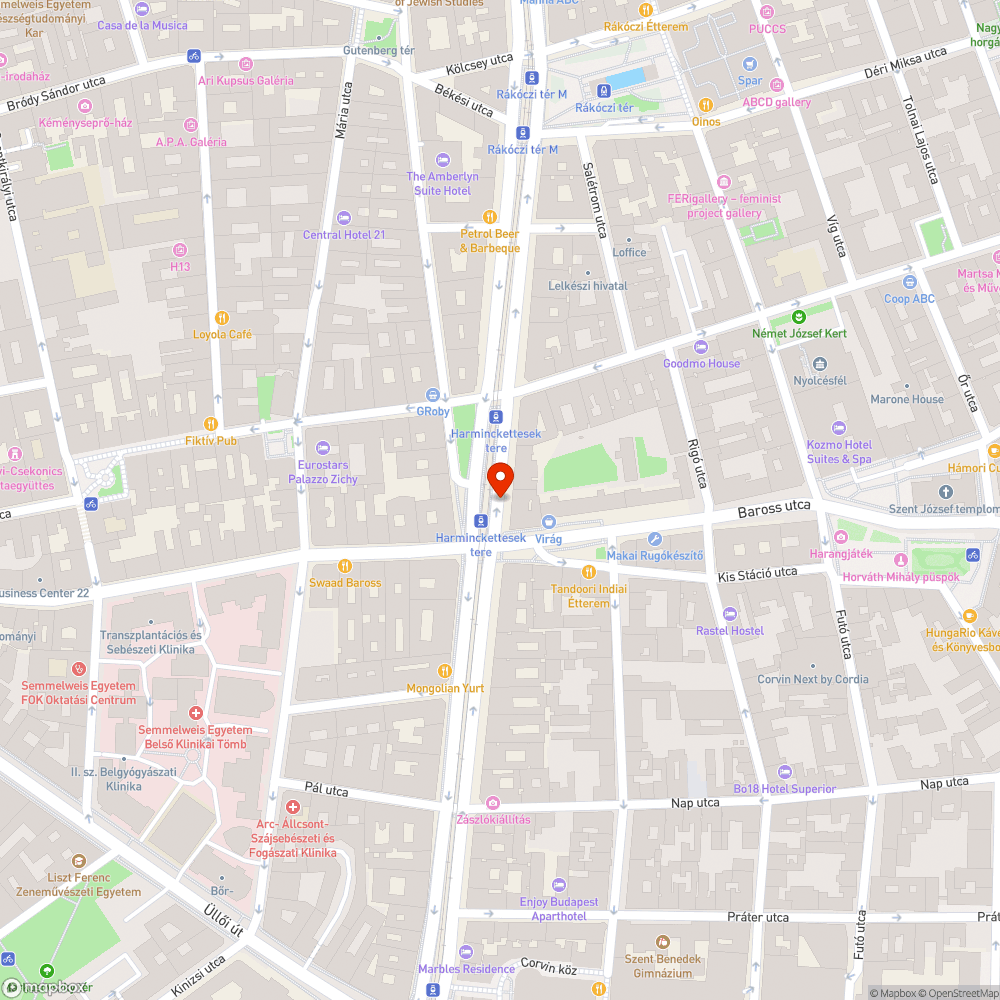 Fák alatti föld hiánya a Baross utcában bejelentés helye