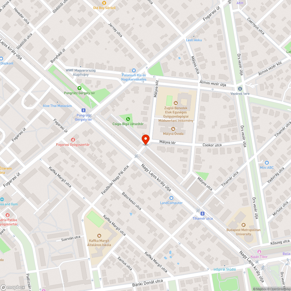 Kátyú bejelentés helye