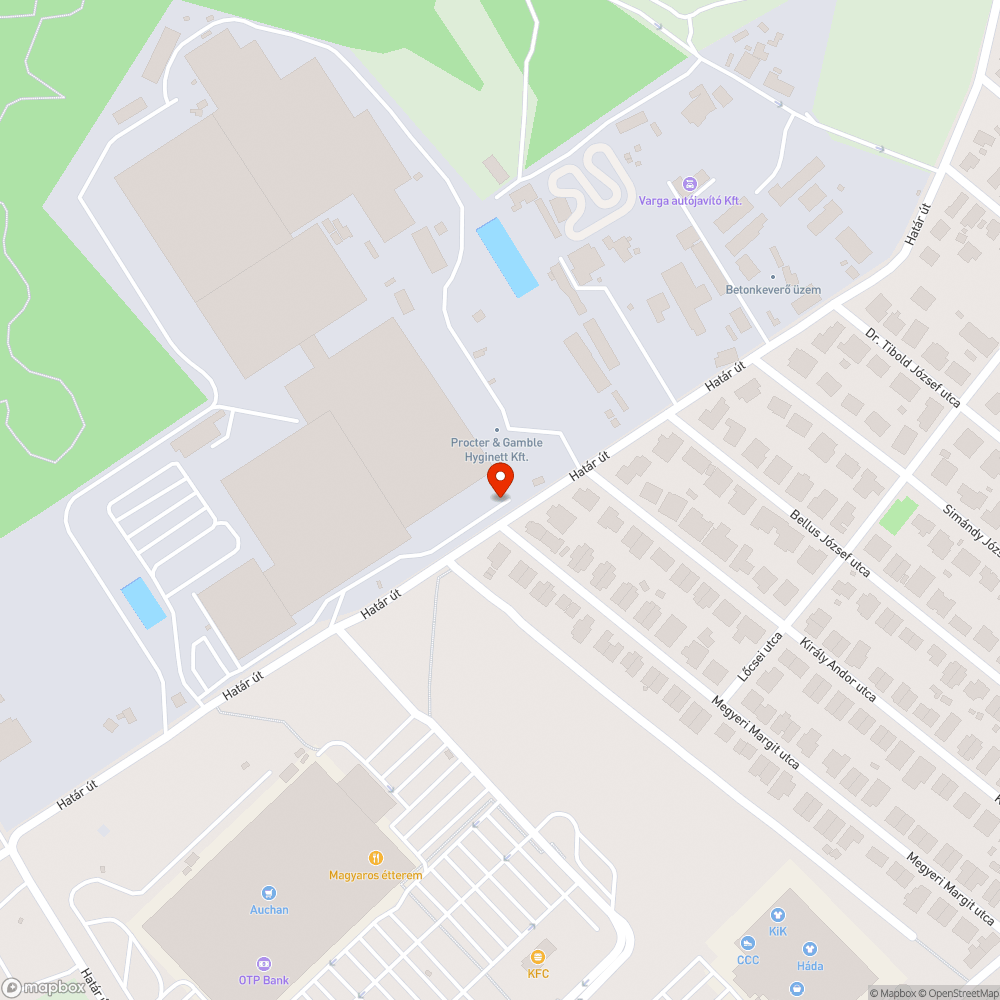 Csömöri Auchan mögötti Határ út kátyúi bejelentés helye