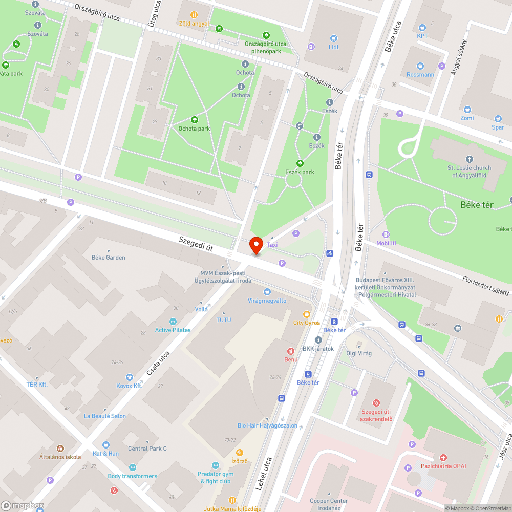 Útban lévő doboz bejelentés helye