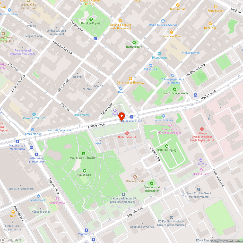 Kiszáradt fák a Haller utcában bejelentés helye