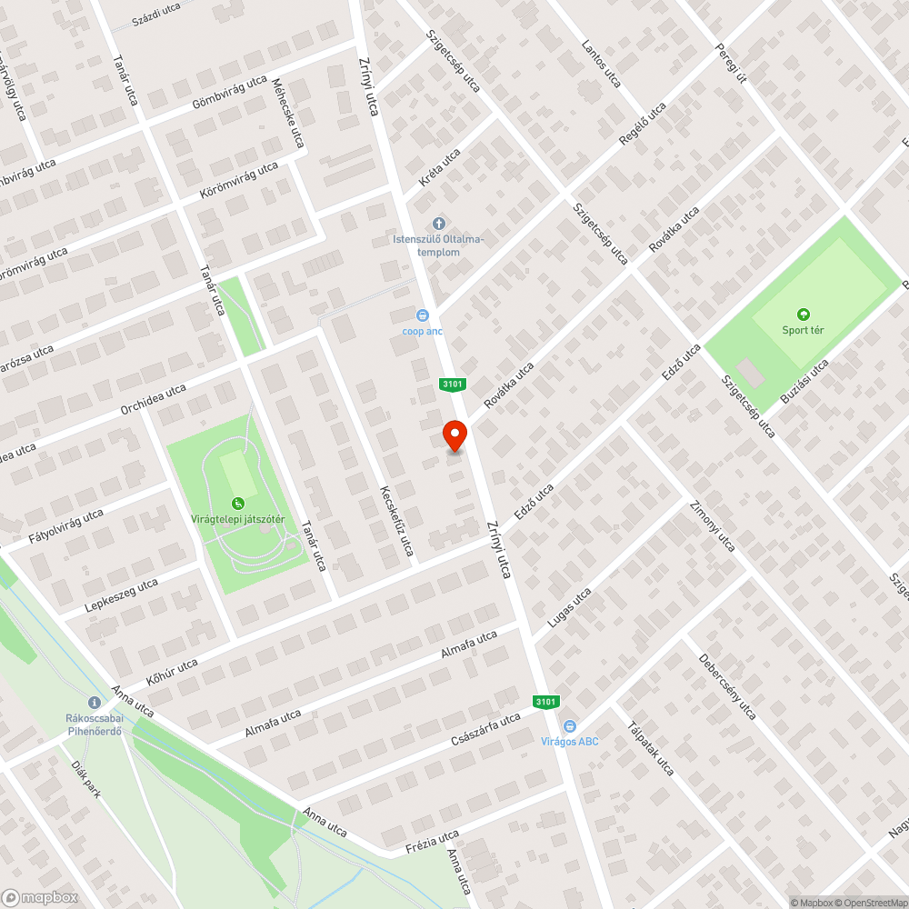 Leszakadt faág bejelentés helye