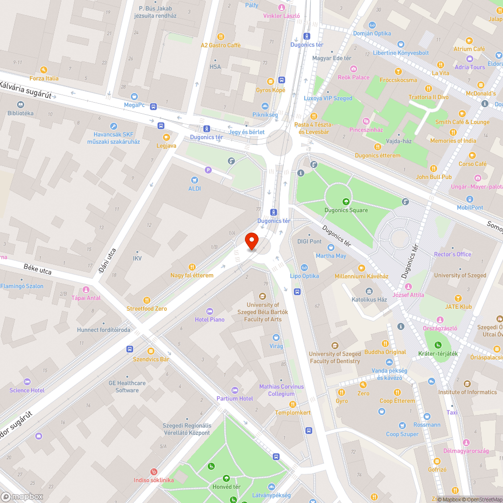 Úthiba a Dugonics téri körforgalomban bejelentés helye