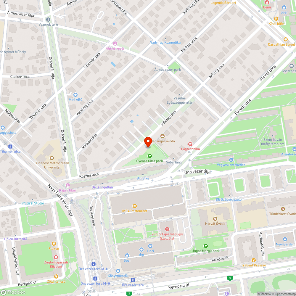 Parkolóhely foglalás, elhagyott jármű bejelentés helye